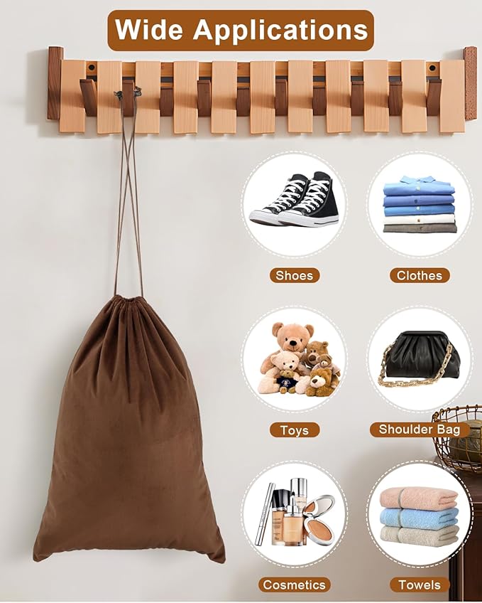 FantasyLife Shoe Bags for Travel, Washable Dust Bags for Storage & Packing, Flannel Shoe Pouch with Drawstring Closure for Purses, Handbags, Shoes & Toys (2, Mocha Mousse)
