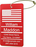 Luggage Tags for Suitcase - Red Personalized Engraved Metal Tag for Cruise Travel - Custom Name Tags Suitable for Bags and Backpacks