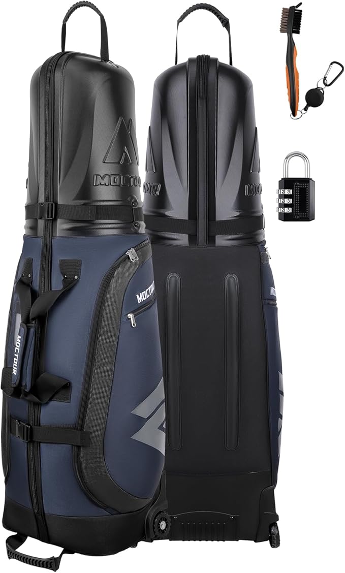 Golf Travel Bags for Airlines with Wheels & ABS Hard Case Top, Protect Your Clubs, Waterproof 1680D Oxford Fabric and Oversize Tank Wheels, Lightweight and Easy to Maneuver