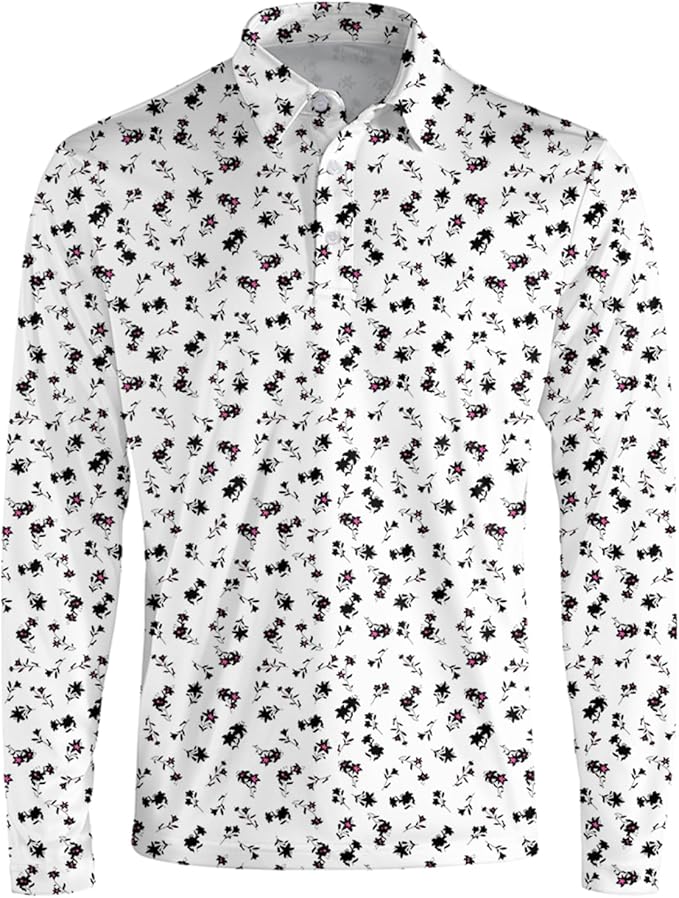 Men's Long Sleeve Golf Shirt Quick Dry 3 Button Work Fishing Outdoor Casual Collar Shirt