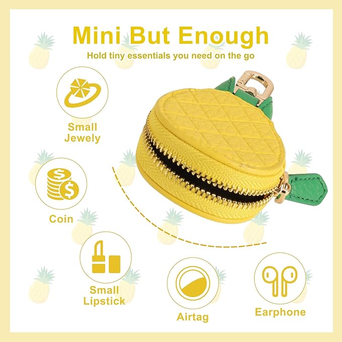 XSUIOY Orange Fruit Coin Purse Keychain Bag Charm, Mini Leather Coin Purse & Pouch Airtag Holder Keychain, Kawaii Bag Charms for Handbag, Tote, Keys, Airtag, Gifts for Girls & Women
