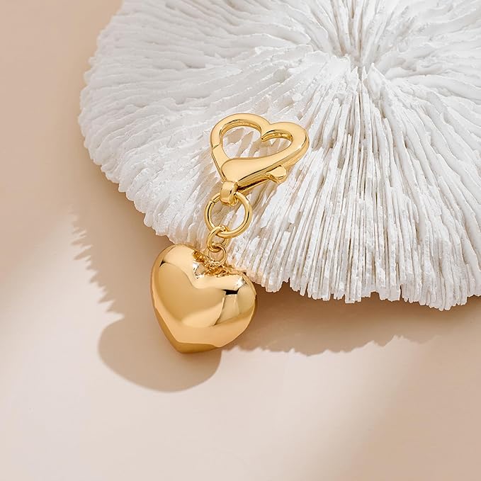Gold Charm Heart Keychain for Women Bagchain Gold Fashion Keychains Accessories