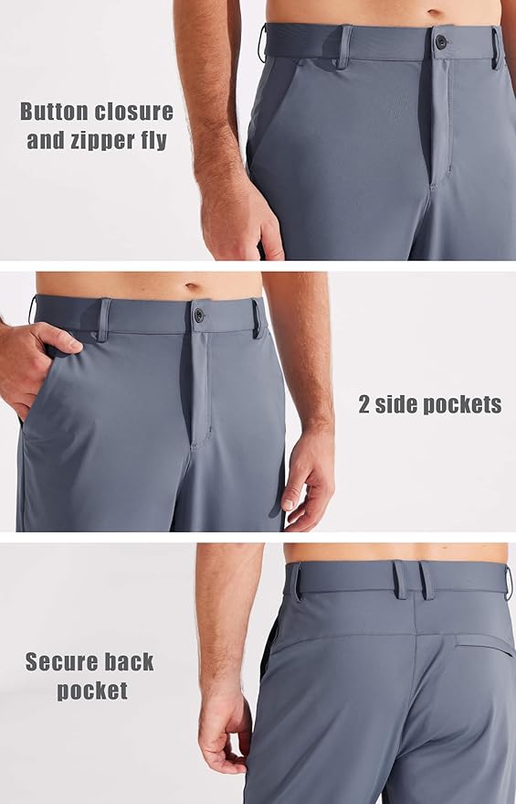 Libin Men's Golf Pants Joggers Lightweight 3 Pockets Slim Fit Soft Stretchy Tapered Work Dress Athletic