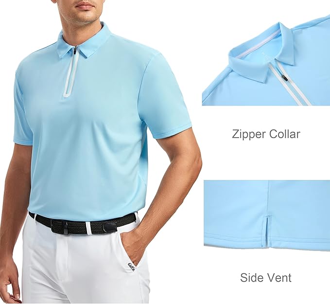 Alex Vando Mens Golf Shirt Moisture Wicking Quick-Dry Short Sleeve Casual Polo Shirts for Men