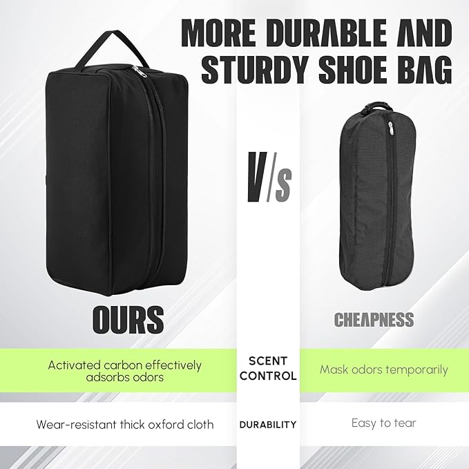 2 Pack Smell Proof Shoe Cleat Bag for Travel Odor Absorbing Water Resistant Soccer Golf Shoe Storage Organizer Pouch with Zipper for Gym Sports Travel Work