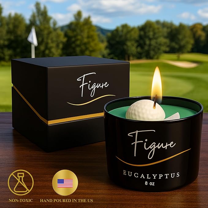 All-Natural Golf Candle – Eucalyptus Scent | Hand-Poured in The USA | Beeswax & Soy Wax | Essential Oils | 100% Beeswax Wick | Premium Gift Box | Candle Gifts for Men & Women| Aromatherapy Benefits