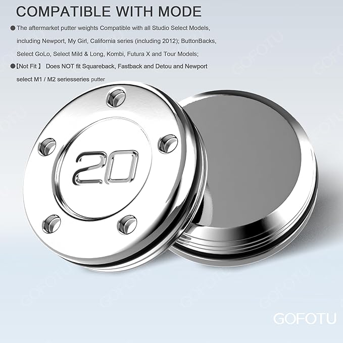Golf 2pcs. 5g/10g/15g/20g/25g/30g/35g/40g/45g Choice Weight Golf Custom Putter Screws Weights Compatible with Titleist Scotty Cameron Golf Club Heads Putters Newport