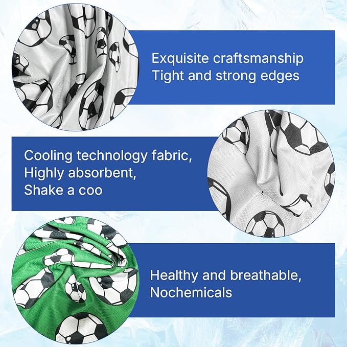 OPSO Soccer Cooling Towel Set, 40 x 12 inches, 12 Pack, Microfiber Sports Towels for Baseball, Soccer, Golf LCE Towel Microfiber Sports Towels for Player