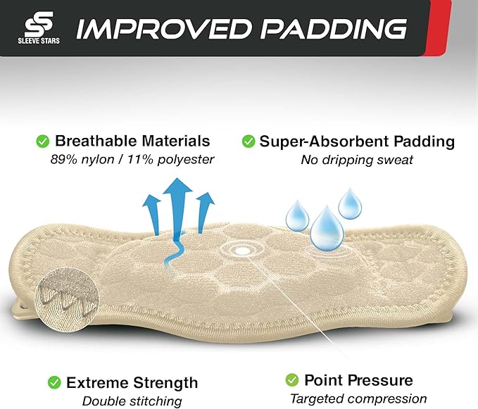 Sleeve Stars Tennis Elbow Brace for Women - Adjustable Tennis Elbow Strap, Golfers Elbow Brace for Men, Counterforce Brace for Tendonitis Relief, Fits 9"-23" (Pair/Beige)