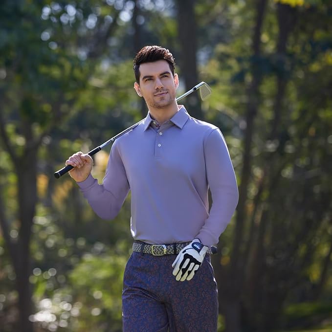 Mens Polo Shirts Short and Long Sleeve Casual Solid Stylish Dry Fit Performance Designed Collared Golf Polo Shirts for Men