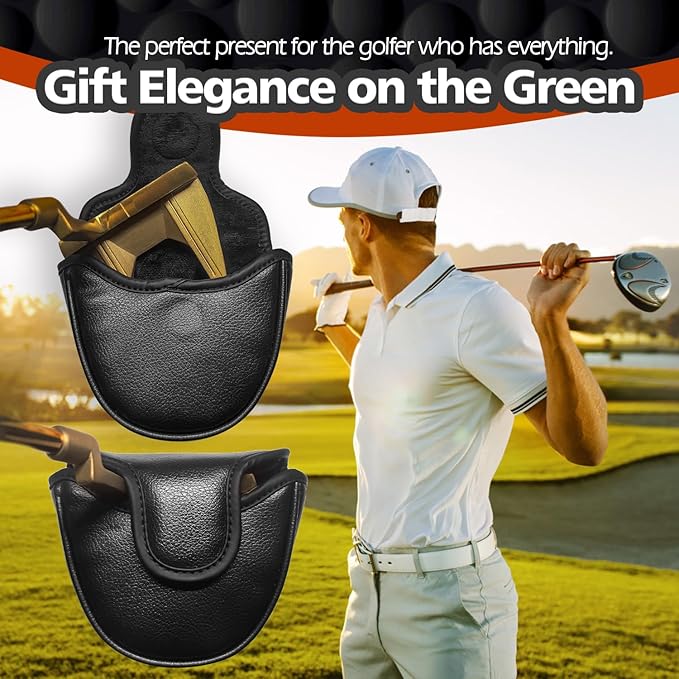 Golf Club Cover for Driver Fairway Wood Hybrid Mallet Putter Cover, Wootfairy Golf Club Headcovers Waterproof Leather White Accessories Compatible with Taylormade Odyssey and More Brand