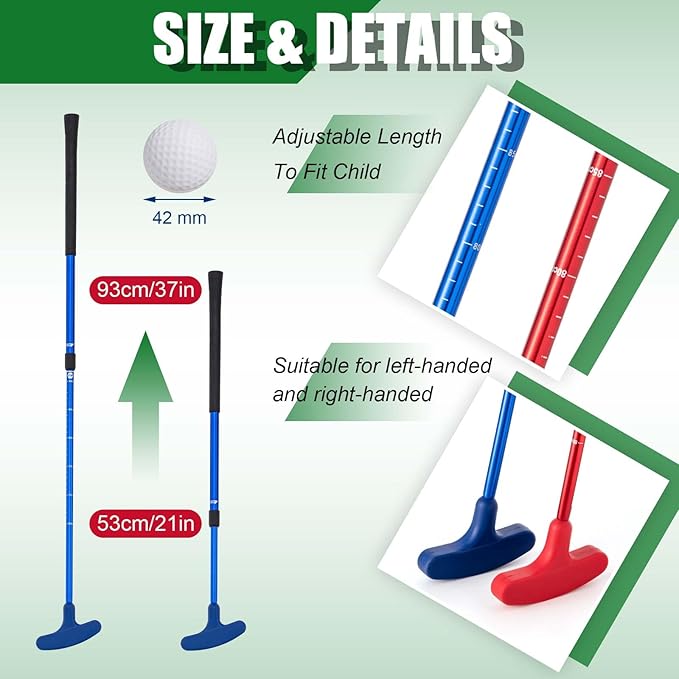 Lenwen Mini Golf Putting Set Include 2 Golf Putter Adjustable Length 2 Way for Right or Left Handed Golfers 10 Practice Balls 6 Putting Cup with Flags for Kids Indoor Gift Office Tournament