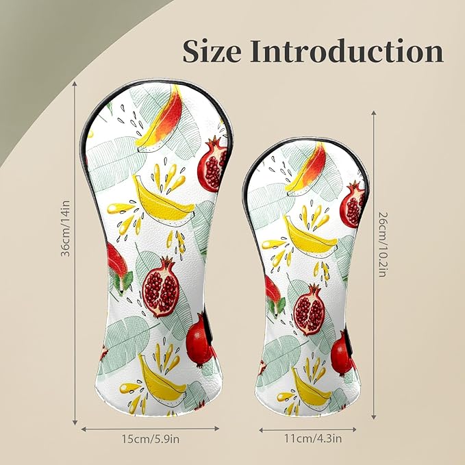 Premium Leather Golf Club Headcovers,Mango Pattern Fits Driver Hybrid Fairway 3/5 Wood,with Scratch-Resistant Lining, Gift for Men and Women