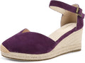 Platform Wedges Sandals for Women, 3" Wedge, Ankle-Strap, Cap Toe, Summer Espadrilles Heel Shoes