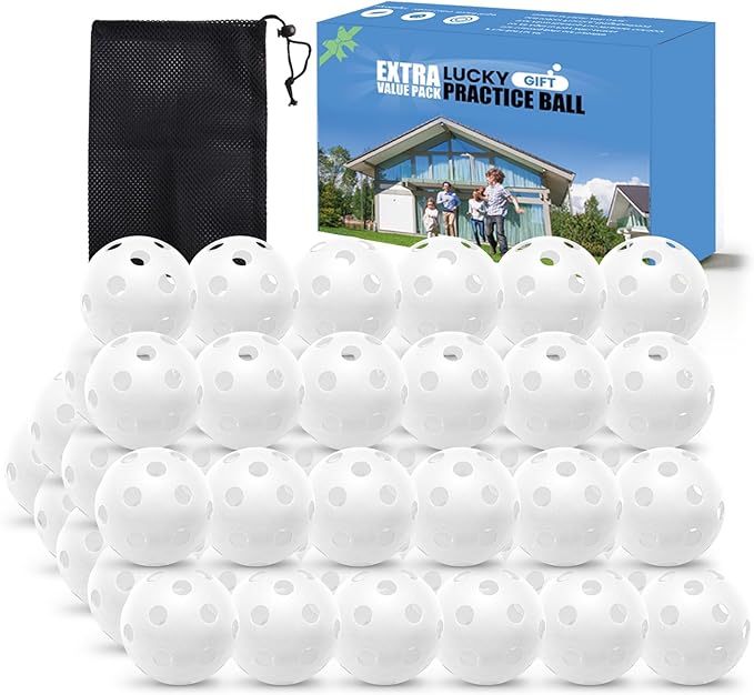 FINGER TEN Golf Practice Balls Plastic Colored Value 12/24/36/50 Pack, Limited Flight Sports Training Ball for Men Women, Indoor Outdoor Driving Range Backyard Use