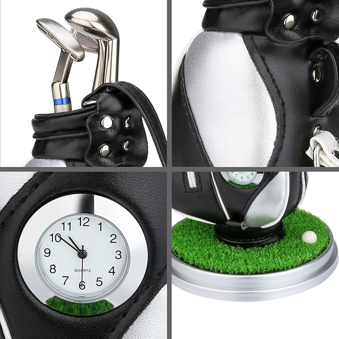 10L0L Gift for Men, Golf Pen Holder Desk Accessories for Golfers, 3 Club Pens Mini Gold Bag Office Decor, Funny Stocking Stuffers on Birthday, Christmas, Fathers Day (Golf Bag)