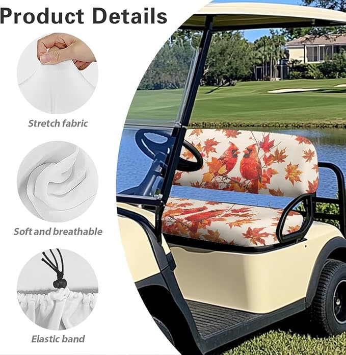 Golf Cart Seat Covers, Universal Fit & Nonskid Bottom Fits for Club Car 2 Person Seats Golf Carts