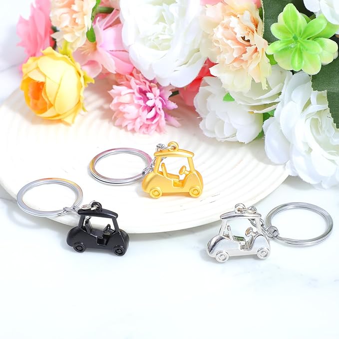 3pcs Golf Cart Key Chain,Zinc Alloy Golf Cart Keychain, Durable Golfs Keychain, Lightweight and Compact, Easy to Carry, for Men's Golfs Enthusiasts and Souvenirs, 3 Colors