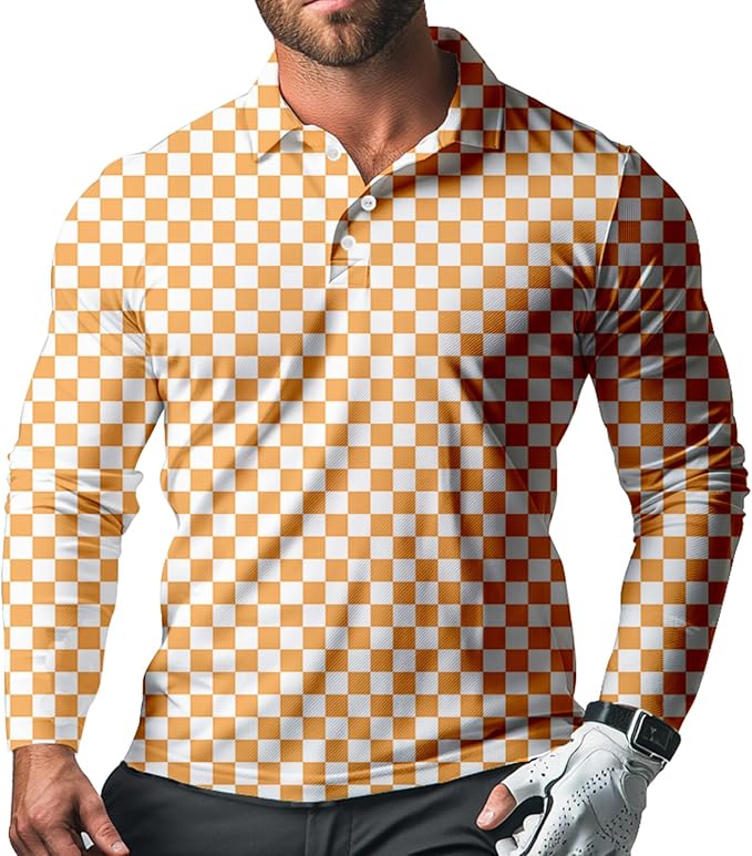 Men's Long Sleeve Golf Shirt Quick Dry 3 Button Work Fishing Outdoor Casual Collar Shirt