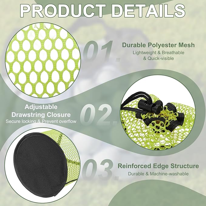 Golf Ball Storage Bag Nylon Mesh Golf Pouch with Adjustable Drawstring Closure for Balls Outdoor Sports Supplies