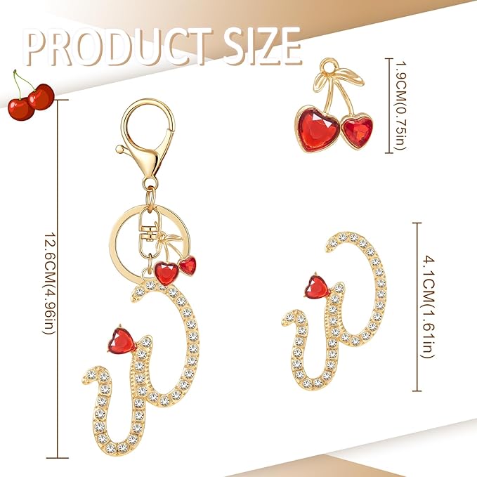 Gold Plated Alphabet Initial Letter Keyring Keychain for Women Girls Crystal Key Chains for Wallet Backpack Bag Charm