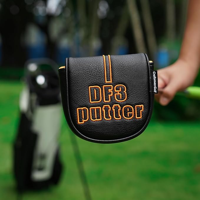 Craftsman Golf Leather Black Mallet Putter Headcover Head Cover Protector Case for LAB DF3 Center Shaft Putters Magnetic Closure