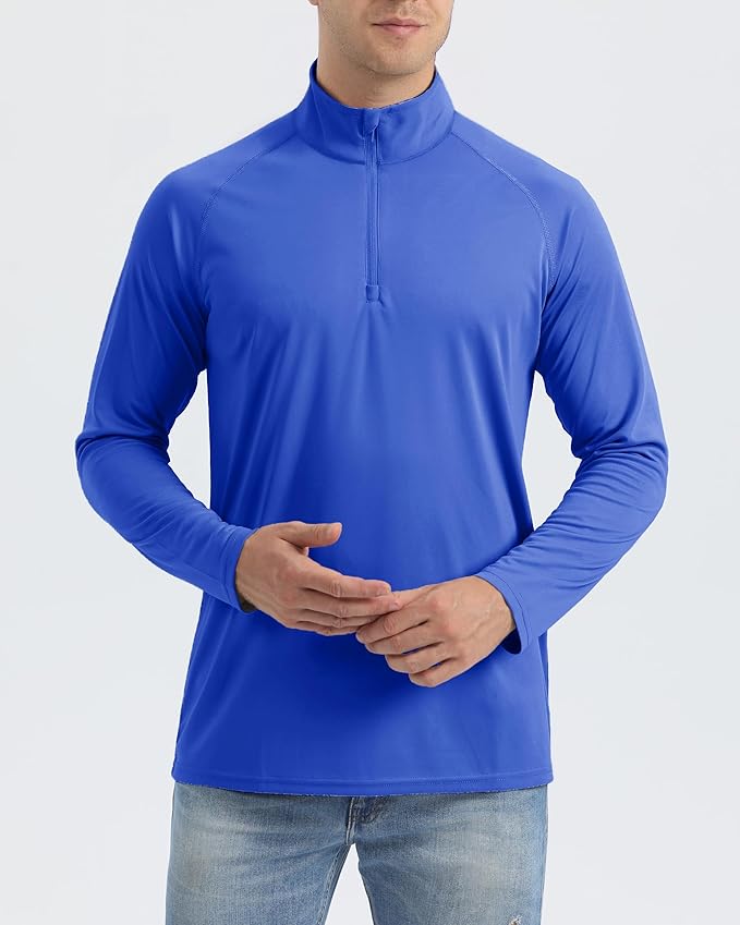 Boladeci Men's UPF 50+ Sun Shirts 1/4 Zip Long Sleeve SPF UV Protection Lightweight Quick Dry Quarter Zip Golf Shirts