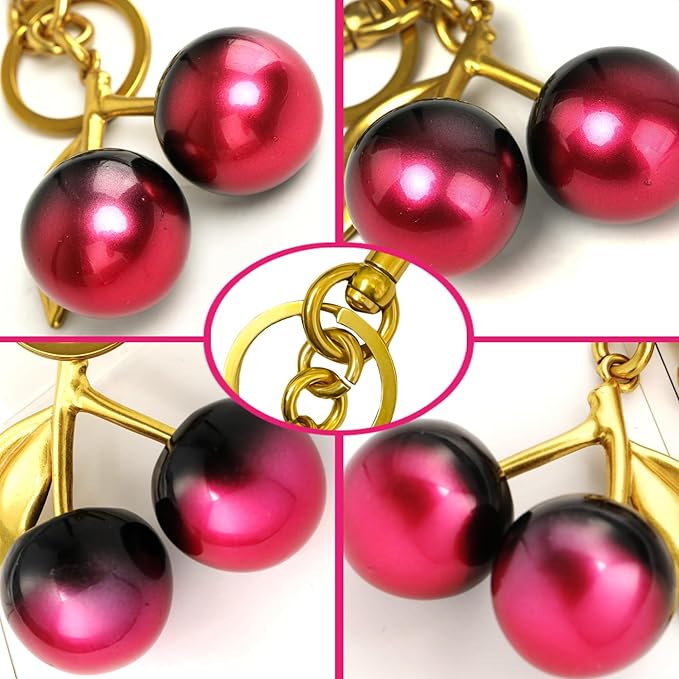 Cherry Bag Charm Purse Handbag Charm Cherry Car Accessories KeyChain Gift for Women Mothers Day Christmas Valentine