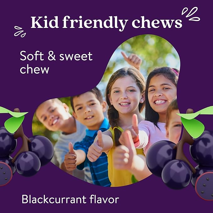 Active Iron Supplement 7mg + Vitamin D for Kids – Increases Iron & Energy Levels – Gentle, Non-Constipating Blackcurrant Chews – Highly Absorbed – Supports Growth & Immune Health – 30 Chews