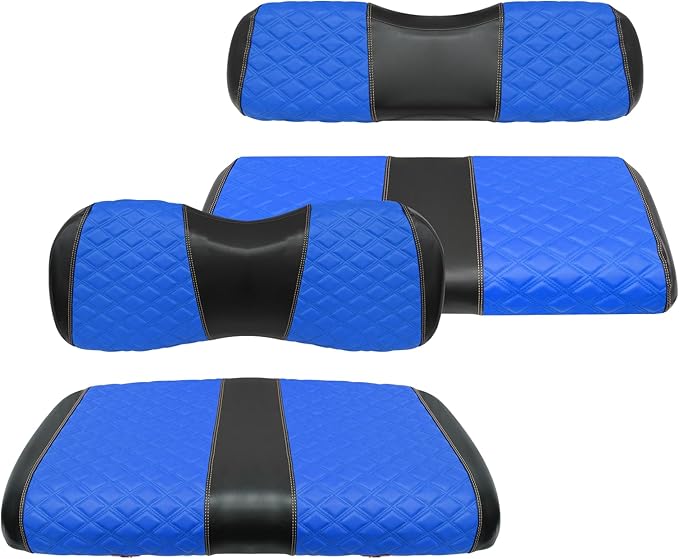 Golf Cart Front and Rear Seat Covers Waterproof and Sun Resistant Marine Grade Vinyl Leather Seat Cover Accessories for Yamaha Drive 2007-2016/Drive 2 2017+,Blue(4PCS)