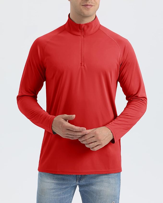 Boladeci Men's UPF 50+ Sun Shirts 1/4 Zip Long Sleeve SPF UV Protection Lightweight Quick Dry Quarter Zip Golf Shirts