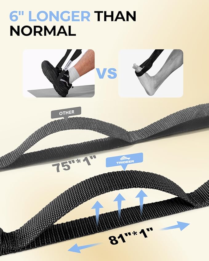 Trideer Stretching Strap Yoga Strap for Physical Therapy, 10 Loops Yoga Straps for Stretching, Non-Elastic Stretch Strap for Pilates, Exercise, Stretch Band for Women & Men