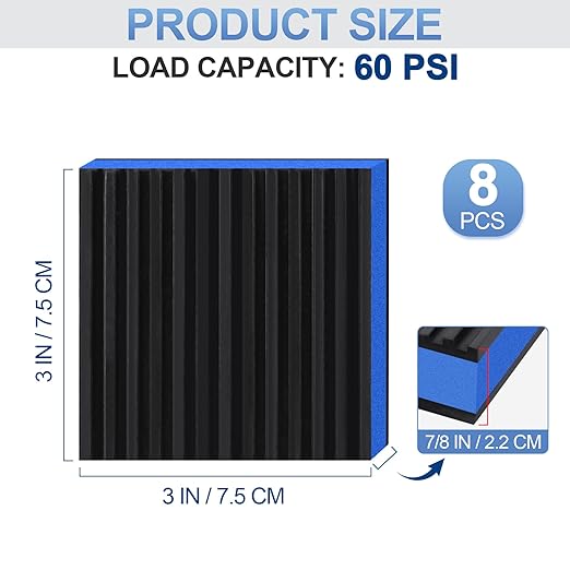 ToLanbbt 8 Pack Anti Vibration Pads for Washing Machine 3"x3", 7/8"T EVA Mechanical Damping Vibrating Sound Isolation Pad Rubber Isolator Mat for Compressor, Air Conditioner, Washer, Dryer, Treadmill