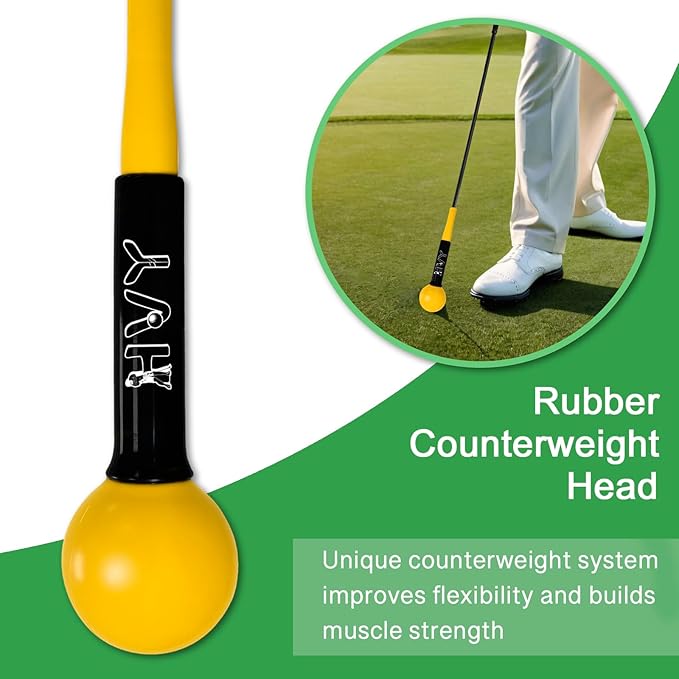 HVY Golf Swing Trainer,Golf Swing Training Aid for Improve Strength Tempo Balance and Flexibility,Golf Warm-Up Stick for Indoor&Outdoor Practice Chipping Hitting Golf Training Aid