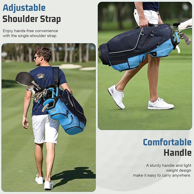 Golf Cart Bag 15 Way Organizer Divider Top Golf Club Cart Bag for Men Women with Cooler, Handles and Rain Cover