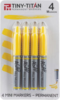 Tiny-Titan Mini Markers, Mini Markers, Keychain Clip, Golf Ball Marker, Clip On Nurse's Badge - Mini Markers - YELLOW Ink - Fine Point - 4 Pens Per Pack