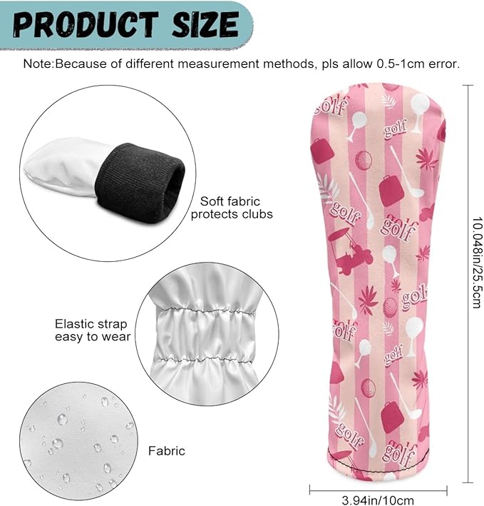 Golf Club Head Covers for Club Protective, Waterproof PU Leather Driver Fairway Wood Hybrid Head Cover