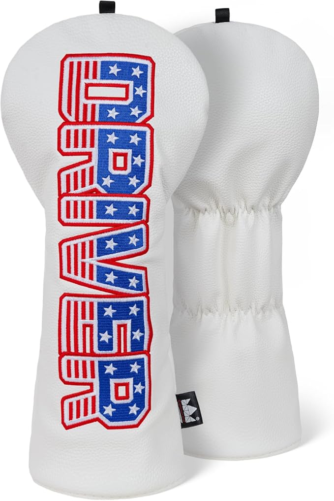 Craftsman Golf Headcover Set for Driver 3 5 Fairway Wood Hybrid Golf Club Head Cover, USA Flag Old Glory Design Golf Club Covers,Interchangeable Number Tag Offered