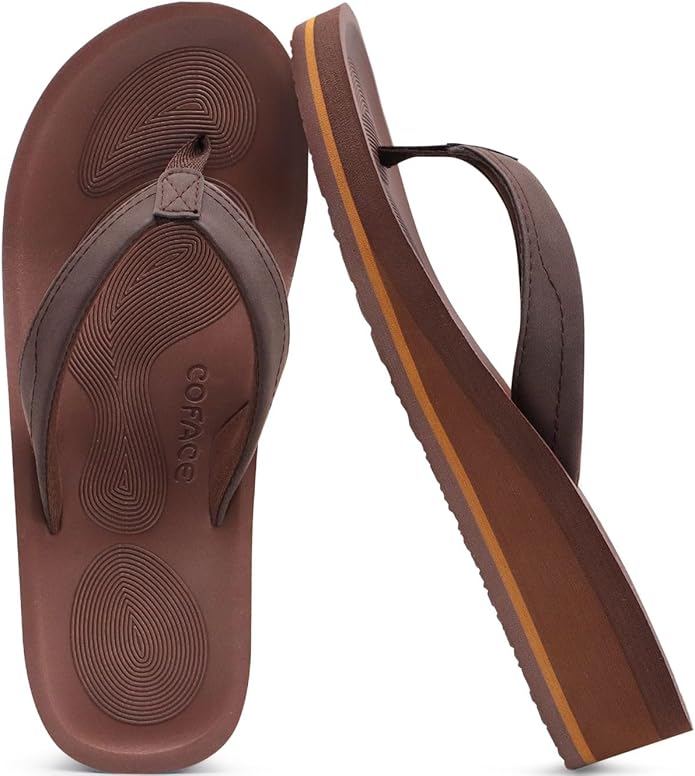 COFACE Flip Flops for Women With Comfortable Arch Support Ladies Fashion Platform Thong Sandals Soft Yoga Mat Sole For Beach/Indoor Outdoor