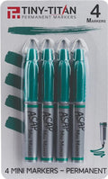 Tiny-Titan Mini Markers, Keychain Clip, Golf Ball Marker, Clip On Nurse's Badge - Green Ink - Fine Point - 4 Pens