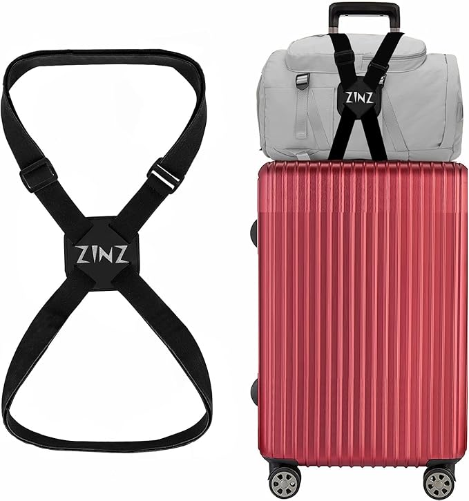 ZINZ Luggage Strap, High Elastic Suitcase Belt Adjustable Bag Bungees for Easier Travel，Black