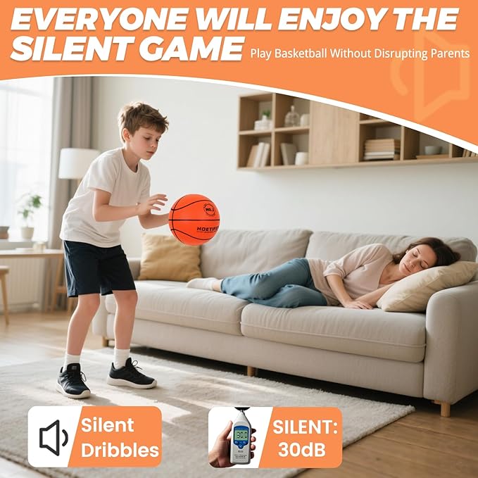 Upgraded 580g Weighted Silent Basketball, High-Density Quiet Indoor Training Ball with Gift Box, Real Bounce Soft Material, Ideal for Home & Apartment Dribbling Practice