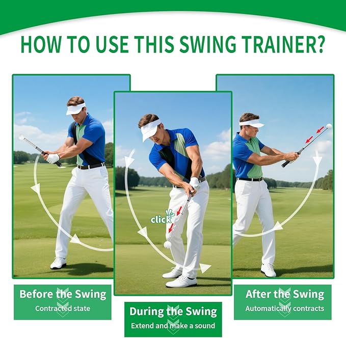 GPANDAG 2 Pack Golf Grip Trainer and Golf Wrist Trainer, Golf Training Aid w/Click Feedback for Warm Up/Strength Training, Golf Swing Trainer Right Left Gift for Golfers, Indoor Outdoor Golf Arm Band