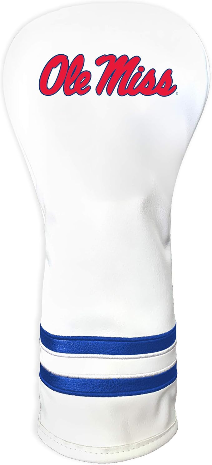 Team Golf NCAA White Vintage Fairway Golf Club Headcover, Form Fitting Design, Retro Design
