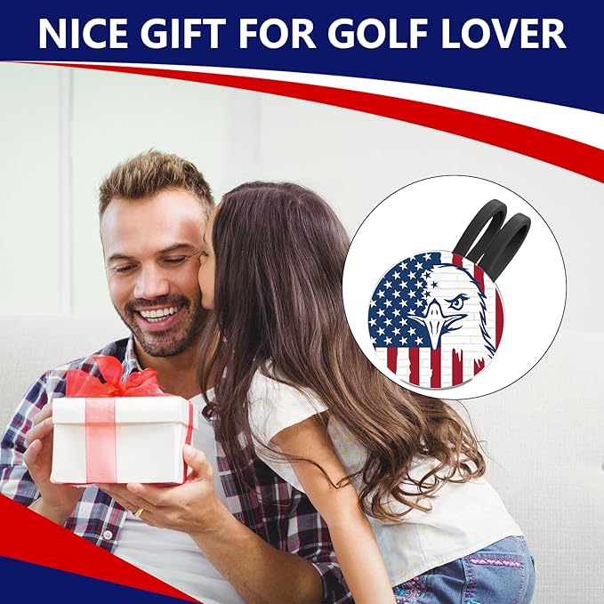 Funny Patriotic Golf Ball Marker with Magnetic Hat Clip - Golf Accessories Golf Gadgets for Golfers Golf Lovers