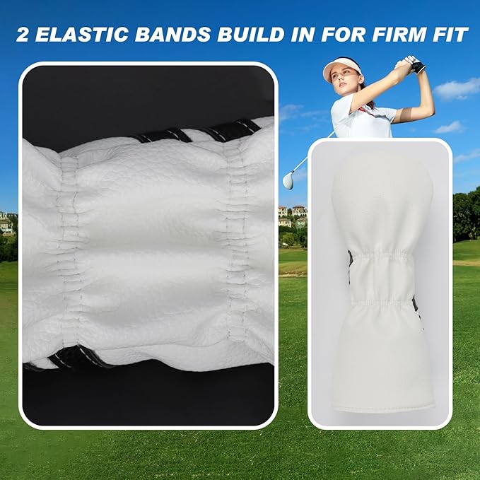 Golf Club Covers,4pcs or 1pc Golf Headcovers for Woods and Driver Fairway Hybrids Women Men - Premium PU Leather with Interchangeable Tags & Magnetic Blade and Mallet Putter Covers