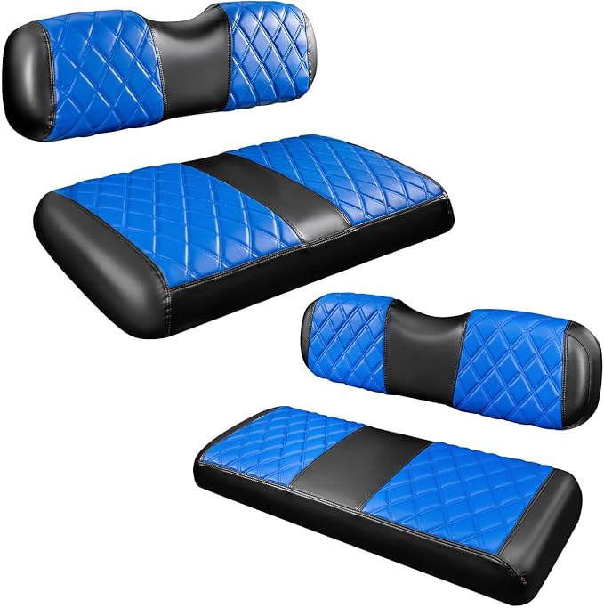 NOKINS 4PCS Golf Cart Diamond Seat Covers Kit,Front and Rear Seat Covers Fits for EZGO/Club Car/Yamaha Original Regular Seat Cushion, No Stapler