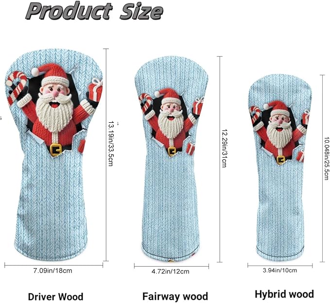 Golf Club Head Covers for Club Protective, Waterproof PU Leather Driver Fairway Wood Hybrid Head Cover