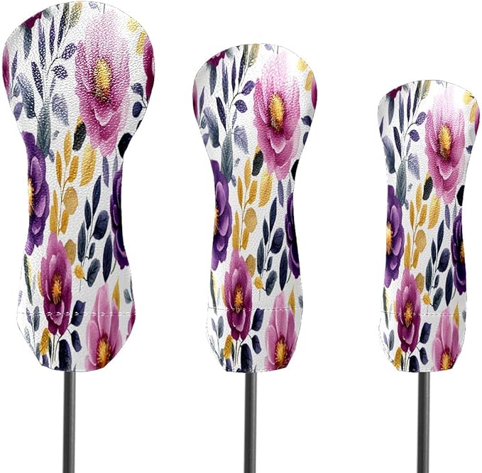 Funny Butterfly Colorful Golf Head Covers for Driver, Fairway, Hybrid & 3 Wood Premium PU Leather with Soft Velvet Lining Waterproof & Scratch-Resistant Unique Golf Gift for Men & Women