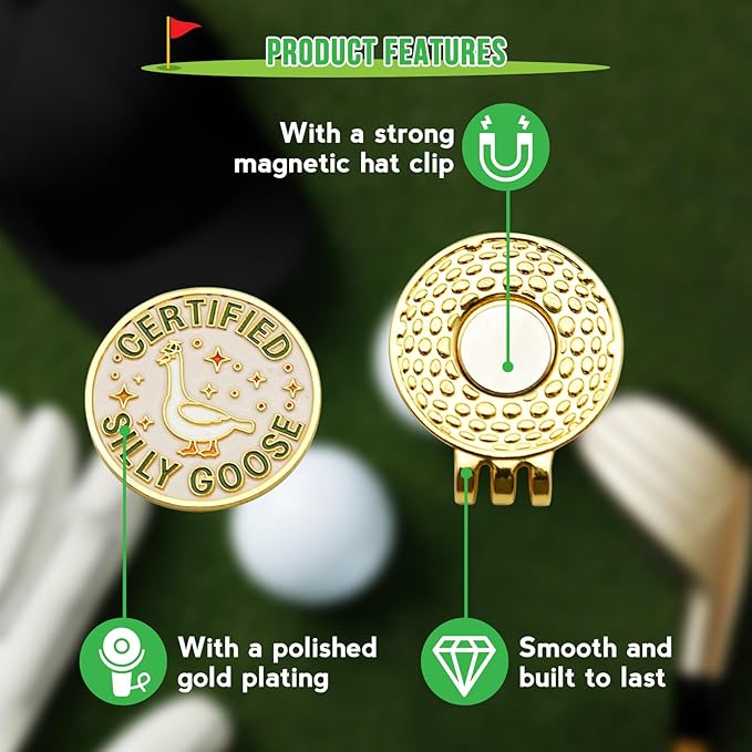 Funny Certified Goose Golf Ball Marker, Unique Magnetic Hat Clip for Golfers, Cool Golf Accessories for Men Women Golf Lovers